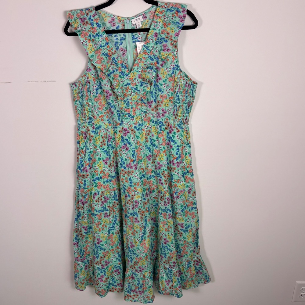 J. Crew Factory Aqua Floral Midi Dress
